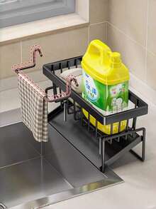 1个多色可伸缩厨房水槽收纳架，带沥水盘和清洁用品架。扩展厨房空间的必备品。非常适合租房者增加厨房收纳空间。 - 彩色 - 查看 9