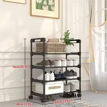 Wheeled Multi-Tier Shoe Rack - Compact Design, Sturdy Metal Frame In Black & White, Suitable For Entryway, Apartment, Dorm - Easy Assembly, No Electricity Needed, Minimalist Storage Solution | Movable Structure, Shoe Organizer - View 6