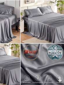 Hotel Quality Luxury Flat Sheet – Wrinkle-Free Solid Blue Bedding - Grey - View 10