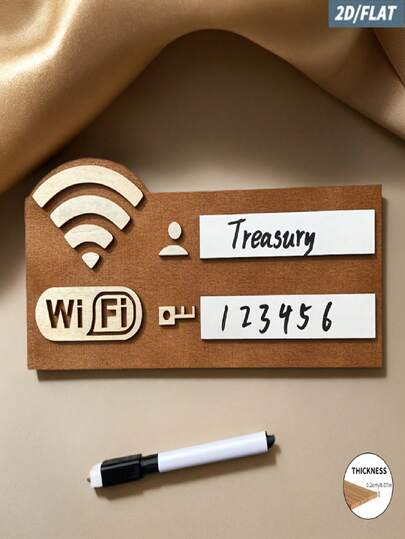2D Flat - 1pc 2D Flat Retro WiFi Network Sign | No Power Required, Wireless Router Password Board, Manufactured Wood, Brown Vintage Plaque For Home, Office, Cafe Decor - Ideal For Housewarming Or Mother'S Day Gift, Minimalist Style