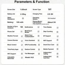 男女通用智能手表，配备 1.83 英寸大屏幕 - 支持蓝牙通话、信息提醒、运动功能、相机/音乐控制、天气信息 | 高性价比必备单品 - 查看 4
