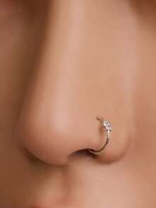 1件S925纯银鼻钉，纯银鼻饰，鼻部穿孔饰品，花朵鼻钉，简约精致的穿孔饰品，纯银镂空饰品，个性十足 - 彩色 - 查看 4