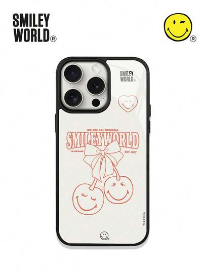 Smiley World SmileyWorld® | 1pc Shock-Absorbing Full Coverage TPU Material, 2-In-1 Acrylic Phone Case, Line Art Cherry Bow, Letter, Heart Pattern, UV Printing, Compatible With IPhone 16, 15, 14, 13, 12, 11 Pro Max, Suitable For Holiday Gifts, Commuting, Anti-Drop High-Quality Design