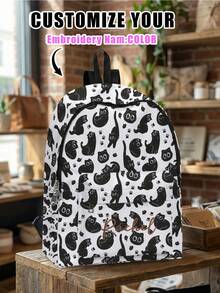 Mochila con bolsillo bordado personalizado, mochila universitaria personalizada, mochila de viaje, mochila escolar, bolso para portátil, mochila personalizada, casual y de moda - Multicolor - Ver 8