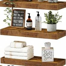 Minimalist Solid Wood One-Shelf Wall Mounted Rack, Living Room Dining Room Wall Storage Shelf, TV Wall Bookshelf - Multicolor - View 8