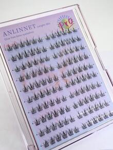 anlinnet 120片自粘式假睫毛簇，蓬松柔软，8-12毫米混合长度套装，无需胶水，蓬松单根假睫毛，自粘式DIY睫毛嫁接，预涂胶睫毛簇，自然纤长睫毛，C型卷翘睫毛簇，无需胶水，无需卸妆产品。假睫毛，睫毛簇，单根假睫毛，假睫毛。 - 查看 6