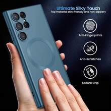 Luxury Matte Magnetic Phone Case For Galaxy S26 Ultra S24 Plus S23 FE S22 S21 S20 S25 Ultra Note 20 Ultra S25FE S24 FE S23 FE A17 A16 A26A36 A56 A15 A25 A35 A55 A06 A05S A14 A34 A54 Protector Cover - Dark Green - View 4