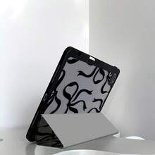 Cute Black Bowknot Acrylic Shock-Absorbing Cartoon Anime Pattern Double-Sided Transparent Crystal Back Cover For IPad 7th 8th 10th Generation (10.2 Inch) Built-In Pen Slot Support Sleep/Wake Function Ideal Birthday Gift Choice - Multicolor - View 7