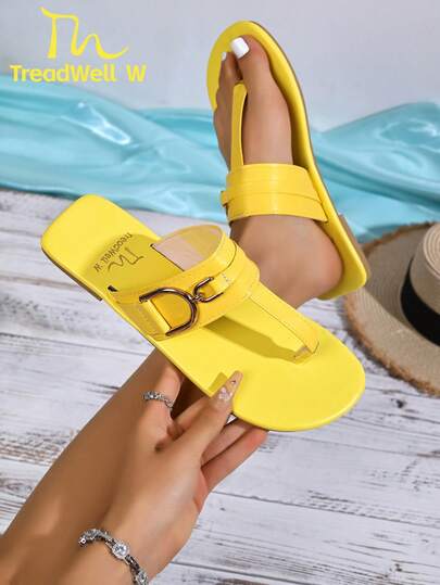 Women's Sandals, New Fashion Ladies Shoes, Women's Flip Flops, Yellow Stylish Women's Shoes, Elegant Women's Shoes, Women's Thong Sandals