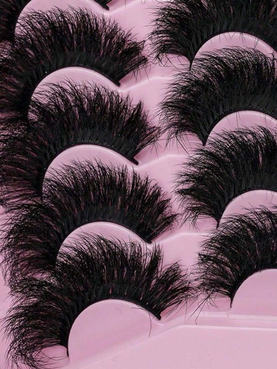 Pestañas postizas de 9D de visón sintético esponjoso de 16-25 mm, gruesas y densas, que crean un efecto de maquillaje dramático, pestañas reutilizables para ojos cautivadores - Negro - Ver 1