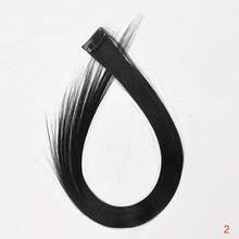 1pc Heat-Resistant Synthetic Long Straight Hair Extension Clip-In, Y2K Style Highlighted Side-Swept Bangs Hair Piece - Multicolor - View 28