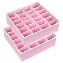 1pc/2pcs Underwear Storage Box With Drawers And Dividers, 24-Grid Drawer Type Storage Box Suitable For Socks, Underwear, Ties And Handkerchiefs - Soft Pink - Pink (white Edge) - View 7