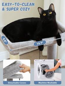 PAWZ Road 33'' Cactus Cat Tree, Cat Tower For Indoor Cats With Large Cat Condo, Cat Scratching Post For Cats With Deep Hammock& Cozy Top Perch, Grey - 灰色 - 查看 9