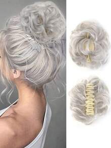 Búi tóc xoăn gợn sóng rối, kẹp tóc kiểu càng cua, tóc nối búi xoăn gợn sóng tổng hợp, phụ kiện tóc búi scrunchie. - Nhiều màu - Xem 13