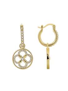 Women's Gold-Plated Clip-On Earrings, Fully Embedded With Zirconia Stones And Floral Zirconia Discs, Minimalist Elegant Style, Suitable For Daily Commute And Workwear, An Ideal Gift For Fashion Enthusiasts - Gold - View 6