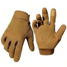 1 双男女通用户外运动全指透气手套，骑行防滑战术手套 - 白色 - 查看 19