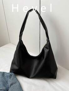 优雅简约新月形设计女士单肩手提包。黑色包包。女士包袋 - 黑色 - 查看 1