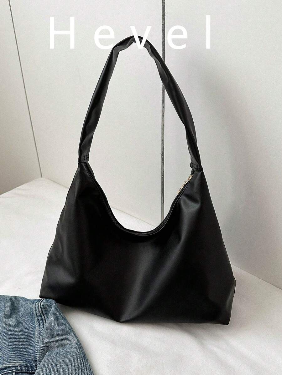 优雅简约新月形设计女士单肩手提包。黑色包包。女士包袋 - 黑色 - 查看 1