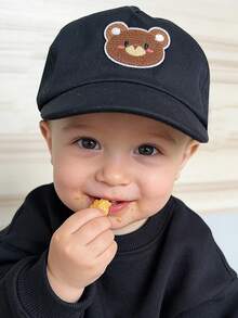 1顶 6-36个月 婴儿可爱棕熊刺绣柔软可调节棒球帽，适合男宝宝和女宝宝日常外出休闲穿着 - 小棕熊圖案 - 查看 2