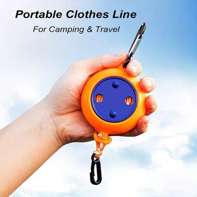 1 pieza Tendedero retráctil para exteriores, diseño reforzado y resistente al viento, antideslizante para colgar ropa, ropa de cama, adecuado para viajes al aire libre, azotea, balcón, uso diario en el hogar, viajeros, inquilinos, campamento, necesidades de secado