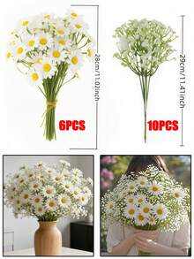 32支装高端奢华ins风洋甘菊、雏菊、满天星仿真花束,家居及摄影装饰,适用于餐桌、客厅、母亲节、情人节、生日、毕业典礼、秋季装饰、婚礼季及DIY家居装饰、节日插花 | 装饰雏菊花束 - 白色 - 查看 11