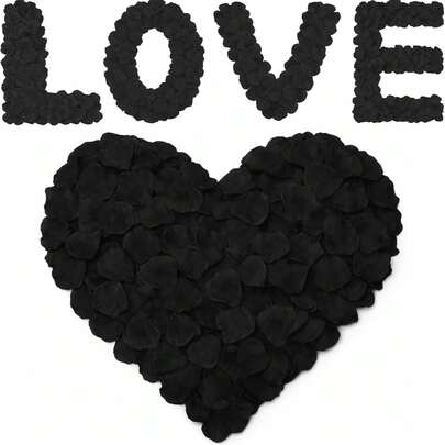 黑色玫瑰花瓣 - 仿真玫瑰花瓣，适用于求婚、订婚、浪漫之夜、周年纪念、情人节、闺蜜节、家居、房间、派对装饰