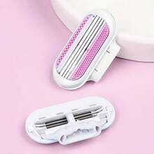 Women's Manual Hair Removal Razor, 3-Layer Stainless Steel Blades, Replaceable Safety Razor Head, Pink Handle, Makes You Look Younger And More Beautiful Epilator Depilatory Shaver For Women Body Hair Removal, Face Razor, Wax Hair Removal - Pink - View 4