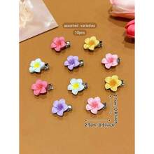 10pcs/Pack Random Color Flower Hair Clips Cute Style Suitable For Daily Use Hair Accessories Claw Clips Hair Claws Hair Barrettes School Stuff Vacation Outfits Woman Set Head Accessories - 彩色 - 查看 2