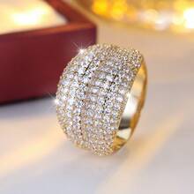 1pc Creative Wide-Band Fashionable Zirconia Inlaid Ring For Women, Suitable For Daily, Banquet, Party, Event Accessories - Ring - View 12