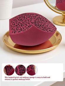 Large Leopard Red Makeup Blender Sponges 4/8Pcs Latex-Free Water Expanding For Face Makeup Foundation Concealer Blush Contouring - Multicolor - View 9