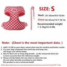 Red Plaid Dog Harness & Leash Set, Adorable Paw Print Decor Pet Vest With Matching Leash, Soft & Breathable Suitable For Small To Medium Dogs Walking Supplies - Red - View 8