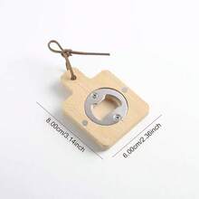 1pc Wooden Magnetic Bottle Opener, Fridge-Mountable, Creative Beer & Soda Bottle Opener, Portable - Natural Wood Color - View 11
