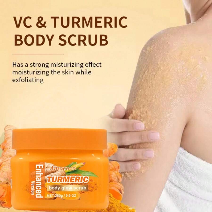 Turmeric Body Glow Scrub, Gentle Exfoliating Body Polish With Natural Turmeric Extract, Deep Cleansing & Skin Brightening, Smooths & Softens Skin, Suitable For Daily Use, Ideal For All Skin Types, Helps Improve Skin Texture & Radiance, Perfect For A Spa-Like Experience At Home - Turmeric - View 1