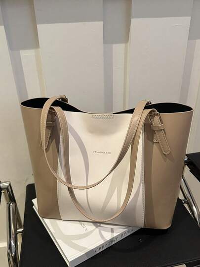 Túi xách nữ thời trang, thanh lịch, phong cách Hàn Quốc tối giản, dung tích lớn, màu trơn, ngọt ngào, kiểu dáng tote hoặc túi đeo vai.