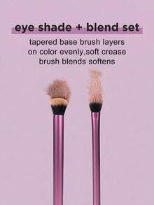 2支眼影晕染化妆刷，适用于眼影和眼线，也可用于修饰眉毛和打造精致妆容，纯素且不经动物实验，化妆刷套装 - 紫色 - 查看 8