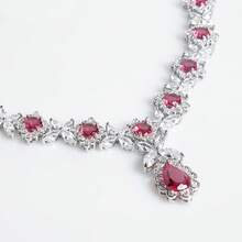 1set Conjunto de joyería de moda para mujer, incrustado de circonita, aretes, collar, adecuado para mujer/novia vacaciones/fiesta|boda/banquete|regalo - Conjunto de joyas - Ver 8