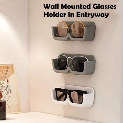 3pcs Wall Mounted Eyeglass Display Rack & Storage Box