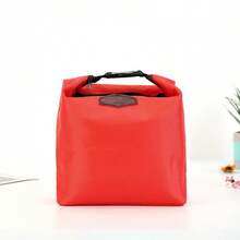 Red Waterproof Large Capacity Portable Lunch Bag, Office Student Lunch Box Bag, Portable Picnic Storage Bag, Kitchen Gadget, Simple Fashion Multi-Functional Insulated Bag - Multicolor - View 12
