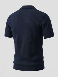 GRDR Men's Solid Color Short Sleeve Casual Commuter Knit Top - Navy Blue - View 9