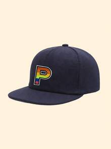 1 PC Fashion Children Hip Hop Cap Student Rainbow A-Z Letter Snapback Cap Adjustment Outdoor Casual Sun Hats Bone 8-16Y - Navy Blue - View 8