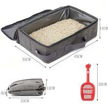 Bac à litière pliable et étanche pour chat pour les voyages, bac à litière portable pour chat pour l'extérieur de la voiture, bac à litière spécial pour chat pour sacs pour animaux de compagnie, conception de grande capacité, facile à nettoyer, fournitures essentielles pour animaux de compagnie pour les voyages - L - Voir 4
