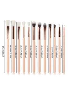 12支眼部化妆刷套装，木柄化妆刷，柔软自然，绽放眼影刷，眉刷，眼部和面部眼部精细美容工具。 - 彩色 - 查看 3