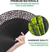 1pc Elegant Leopard Print Bamboo Folding Fan With Black Frame, Fashion Princess Theme, Lightweight Portable Hand Fan For Ladies, Suitable For Summer Travel, Beach And Daily Use - Multicolor - View 10