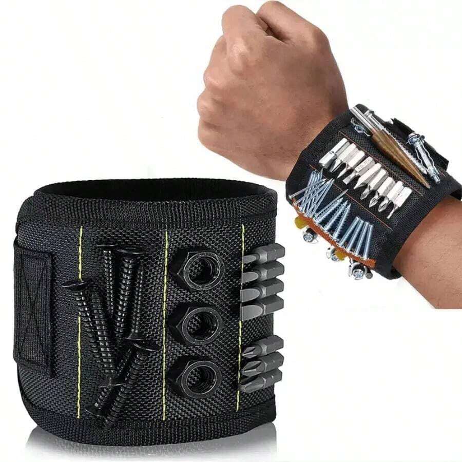 Magnetic Wristband Holding Screws,Nails, Drilling Bits,Wrist Holder Belts With Strong Magnets, Cool Gadgets Men, Women, Handyman ,Dad Outdoor Furniture Tools Small Standard Bag Wear-Resistant Base Organizer & Storage Garage Organizer Work Apron Carpenters And Builders Home Carpenter Woodworker Construction Plumber Handyman Dad Father Grandfather Grandpa - Multicolor - View 1