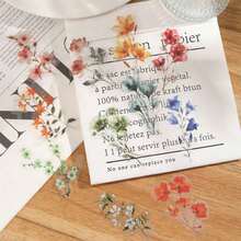 50pcs Transparent Flower Stickers DIY Diary Laptop Luggage Skateboard Pet Stickers Fun Classic Decoration Back To School - 查看 9