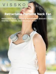 ViSSKO Summer Essential Cooling Neck Fan | Semiconductor Cooling Chip Instant Cooling, Retractable Hose For Easy Carry, Supports Aromatherapy, 3 Wind Speed Modes For All-Day Freshness - Neckband Style (cooling Version) - View 9