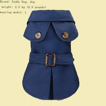 Chaqueta de estilo europeo y americano para mascotas, cortavientos para perros, ropa para mascotas, abrigo para perros, bata larga estilo británico, ropa para gatos, gabardina europea, atuendo para animales - Beis - Ver 2