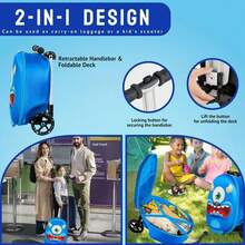 Aafan Ride On Scooter Suitcase With Foldable Design, Smooth Wheels And Spacious Storage - Monster - View 2