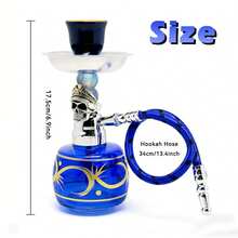 Juego de mini narguile, base de vidrio pintada a mano con Anubis. Narguile árabe, incluye 1 pinza para carbón. Adecuado para el hogar, bar, fiesta, viaje - Pequeño - Ver 3