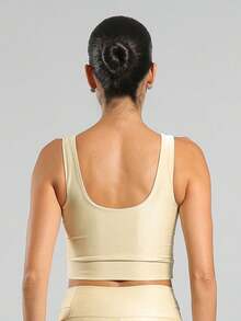 FITNATION Tank Top Made Of Micro-Ribbed Fabric With A Shiny Finish, High Elasticity, And Support. - 米色 - 查看 3